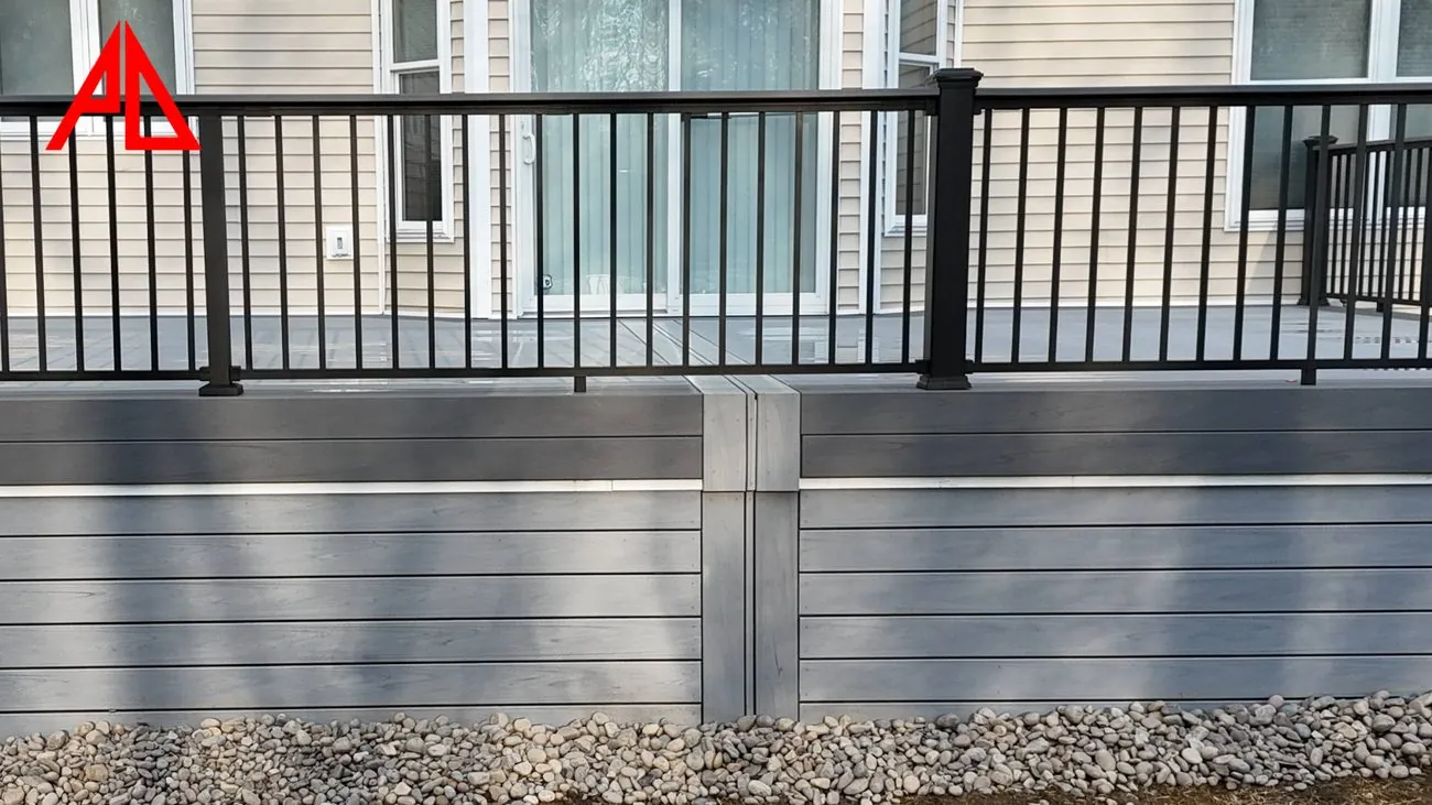 Helical pile foundation detail under a Dutchess County deck